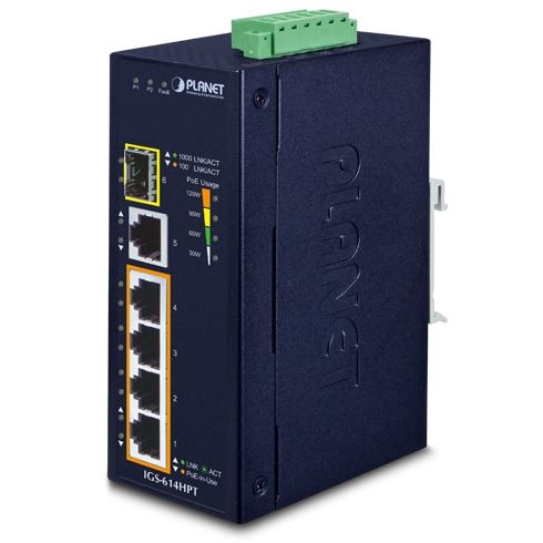   Switch   Switch indus 5 Giga dont 4 PoE AT + SFP -40/75C IGS-614HPT