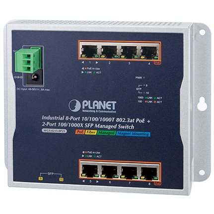   Switch   Switch mural 8 Giga PoE at +2 SFP IP30 -40/+75 L2 WGS-4215-8P2S
